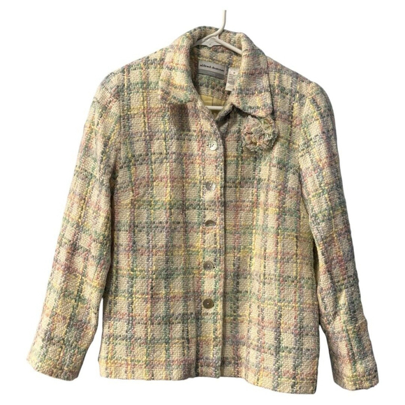 ALFRED DUNNER Women’s Size 8P Jacket Coat Peacoat Wool Blend Tweed Plaid Cottage - Picture 1 of 4